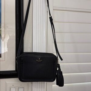 Kate Spade Orchard Street Arla Black Leather Crossbody with Tassels.